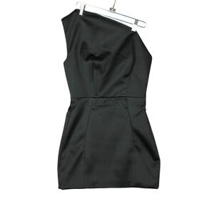 House of CB mini dress Ayelen black duchess satin one shoulder small Asymmetric